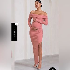 Club London Off the Shoulder Maternity Maxi Dress Size 4